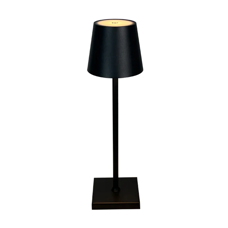 Black JB-TD005 table lamp with tapered shade and square base